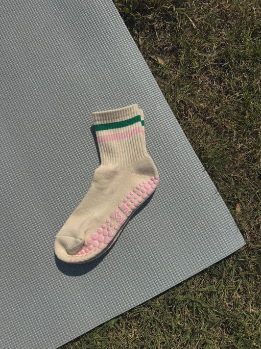 Pink Stripe Grip Sock